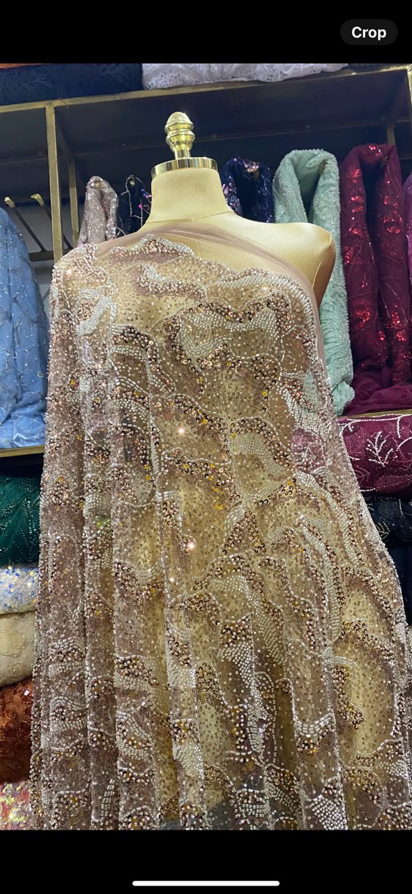 Brown Beaded lace