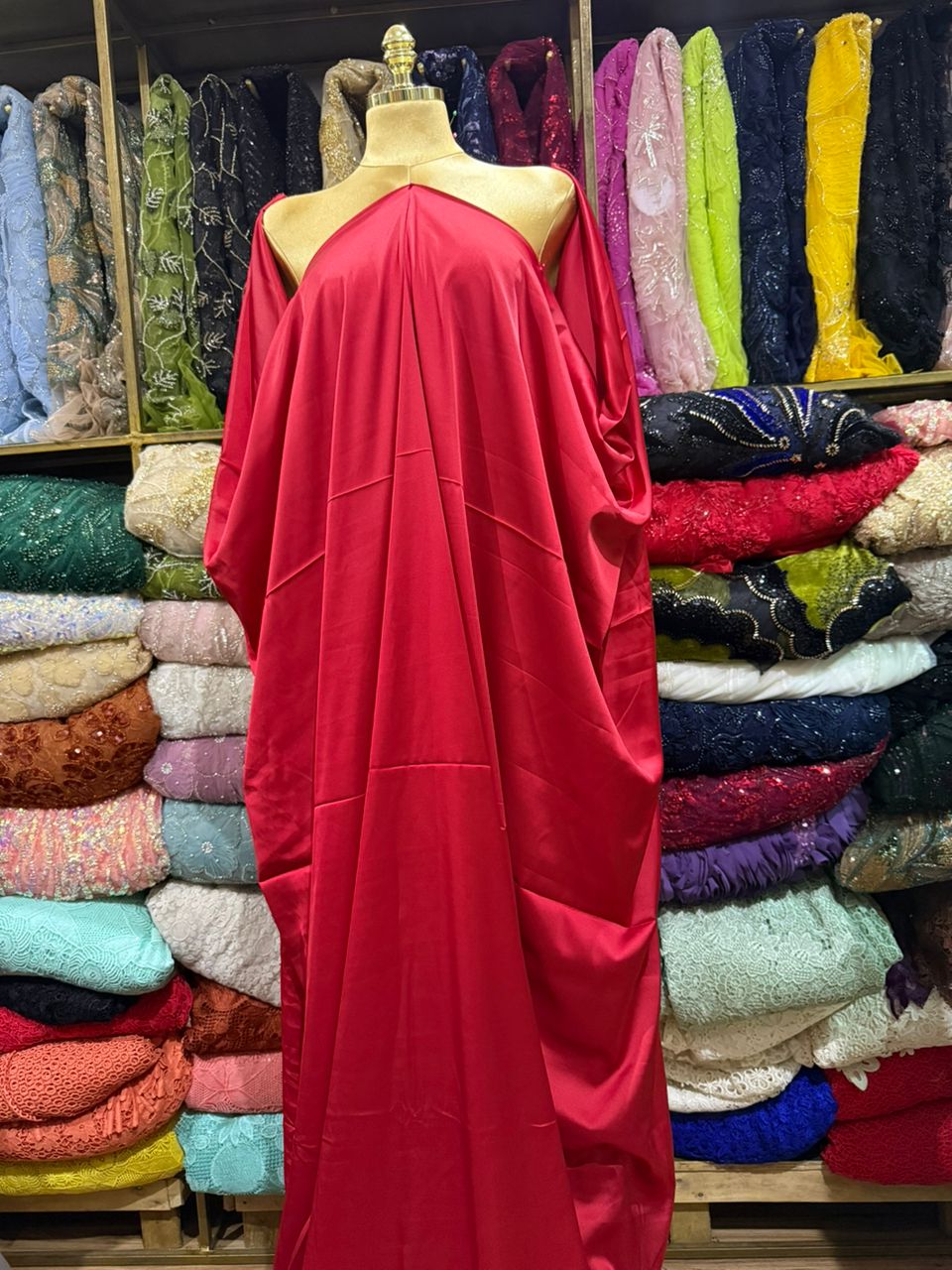 Oil Red Silk Fabric